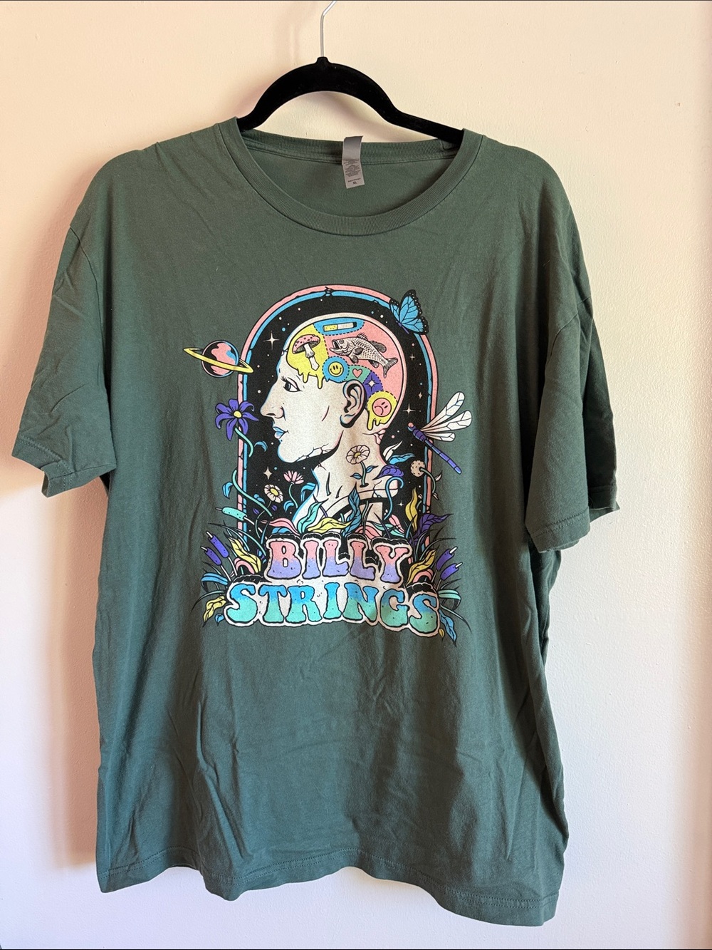 Billy Strings Graphic Tee in Olive Green size XL